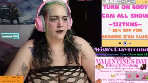 Snapshot of nevermakeawish chatting on February 13, 2026, 5:25 am Wishs Playground online show from February 13, 2026, 5:25 am