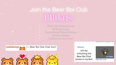 Snapshot of rosiebones chatting on December 14, 2025, 12:16 am Rosie Bones online show from December 14, 2025, 12:16 am