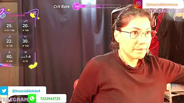 Snapshot of LaInsaciableIntensa chatting on May 17, 2026, 12:08 am LaInsaciableIntensa online show from May 17, 2026, 12:08 am